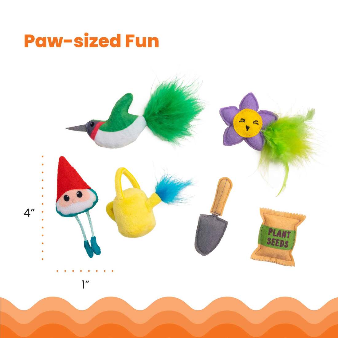 Catstages Garden Fur-ends Plush Catnip Cat Toys, 6 Pack