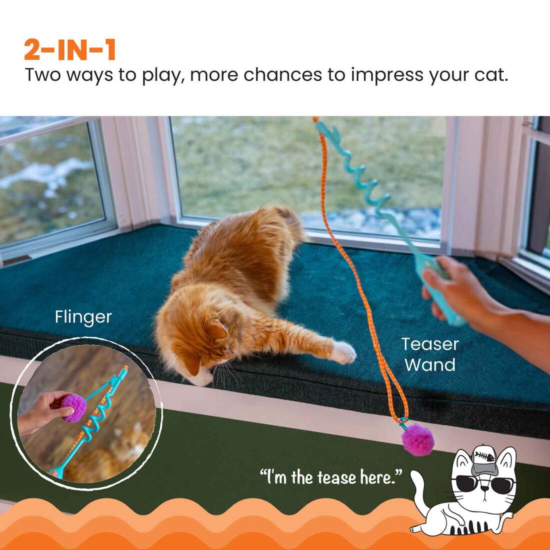 Catstages Cat-apult Spring Wand Cat Toy, Blue