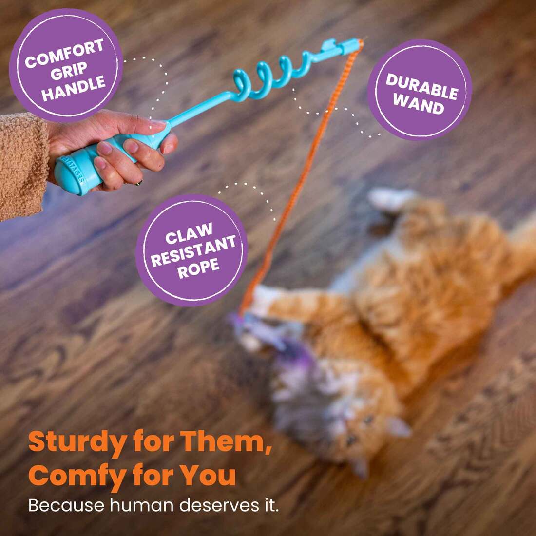 Catstages Cat-apult Spring Wand Cat Toy, Blue