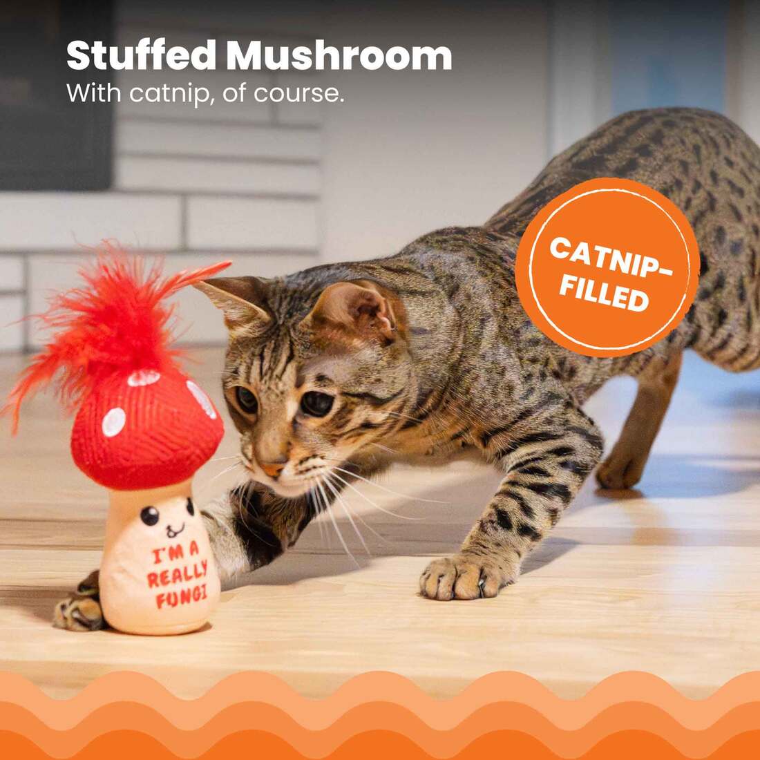 Catstages A Really Fungi Mushroom Kicker Cat Toy, Red