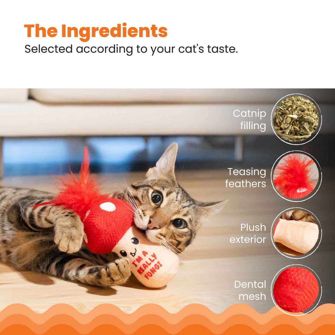 Catstages A Really Fungi Mushroom Kicker Cat Toy, Red