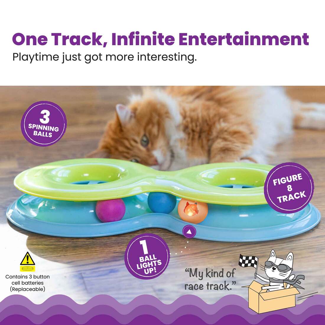 Catstages Infinity Ball Track Cat Toy, Green