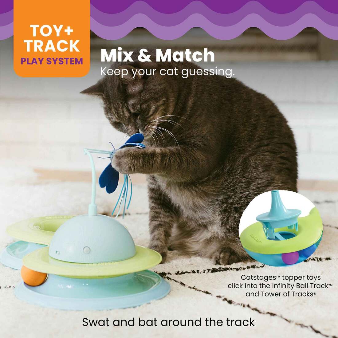 Catstages Infinity Ball Track Cat Toy, Green