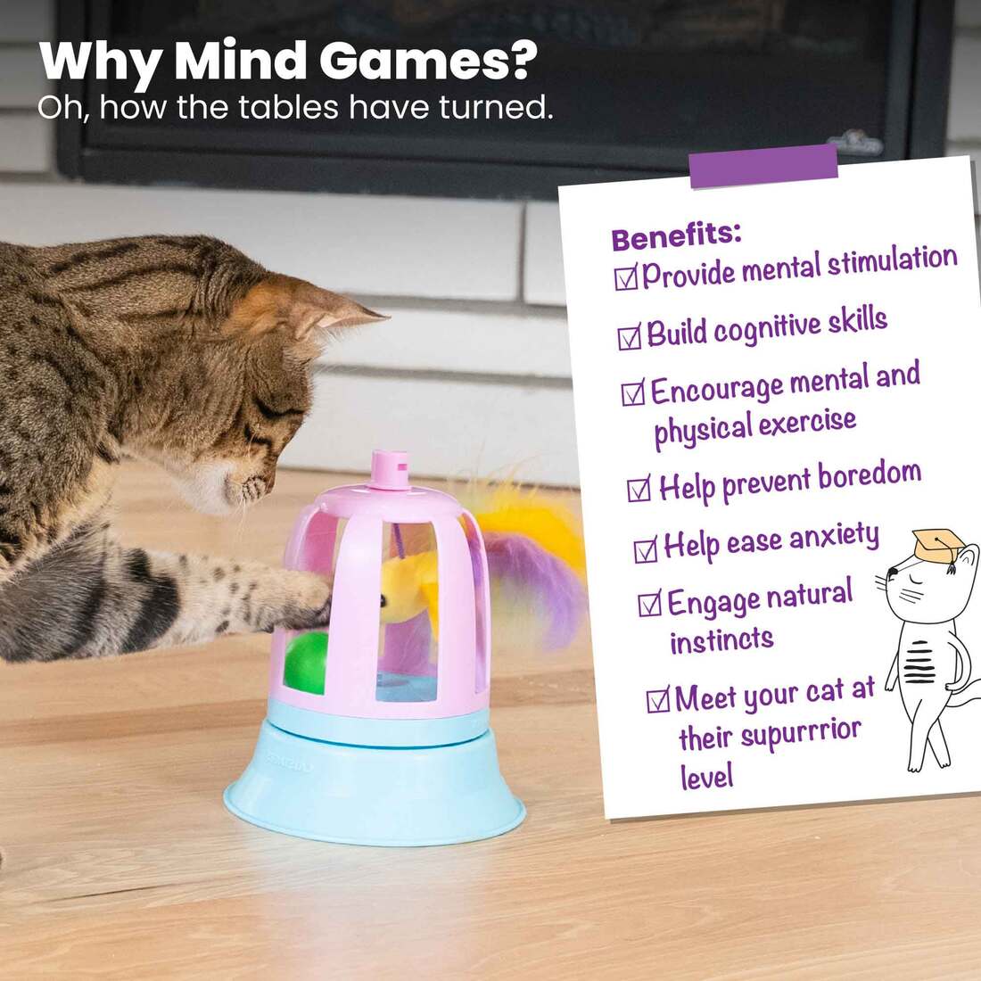 Catstages 2 In 1 Topper Chirping Bird Cat Toy, Purple
