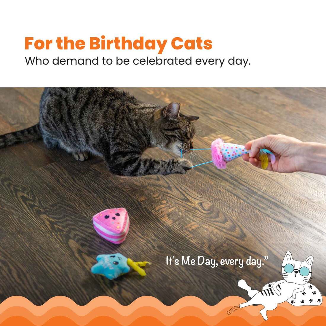 Catstages Happy Purrthday Multicolor Cat Toy, 3 Count