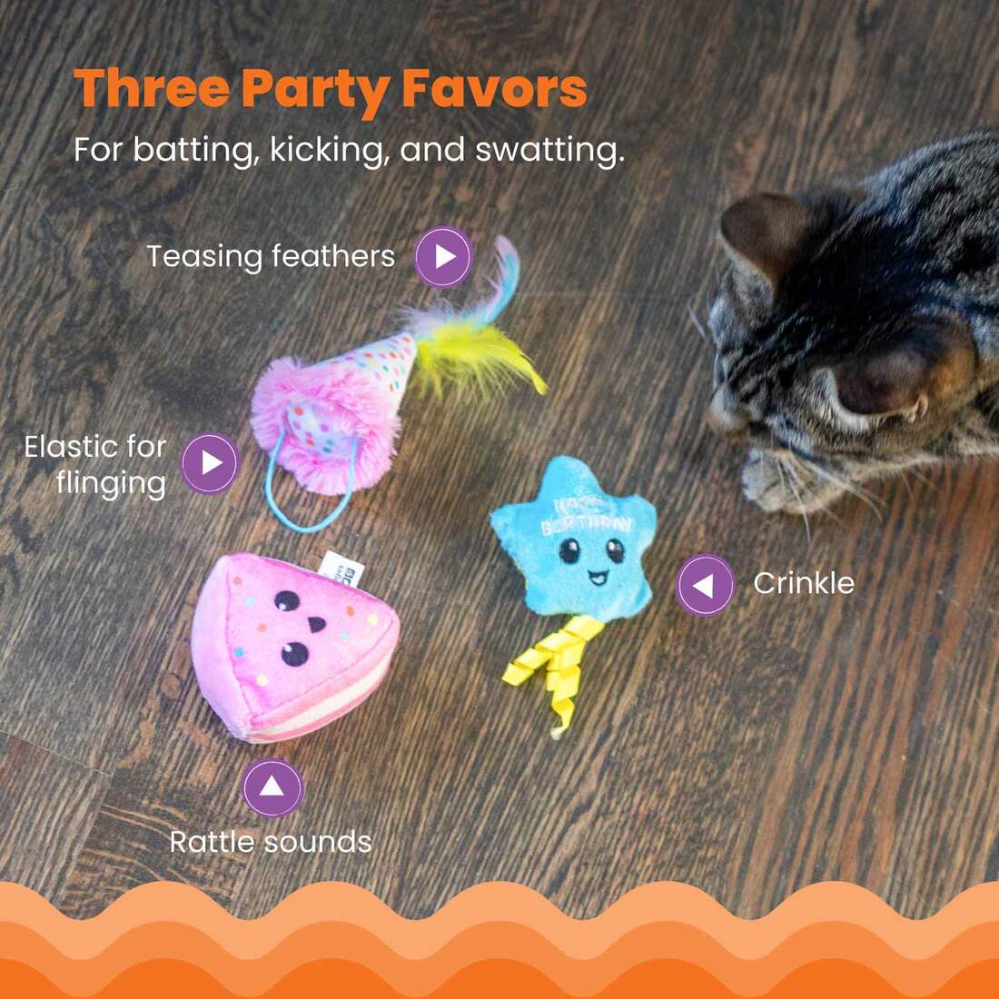 Catstages Happy Purrthday Multicolor Cat Toy, 3 Count