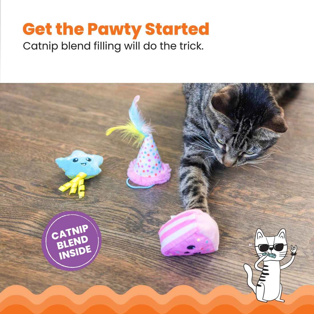 Catstages Happy Purrthday Multicolor Cat Toy, 3 Count