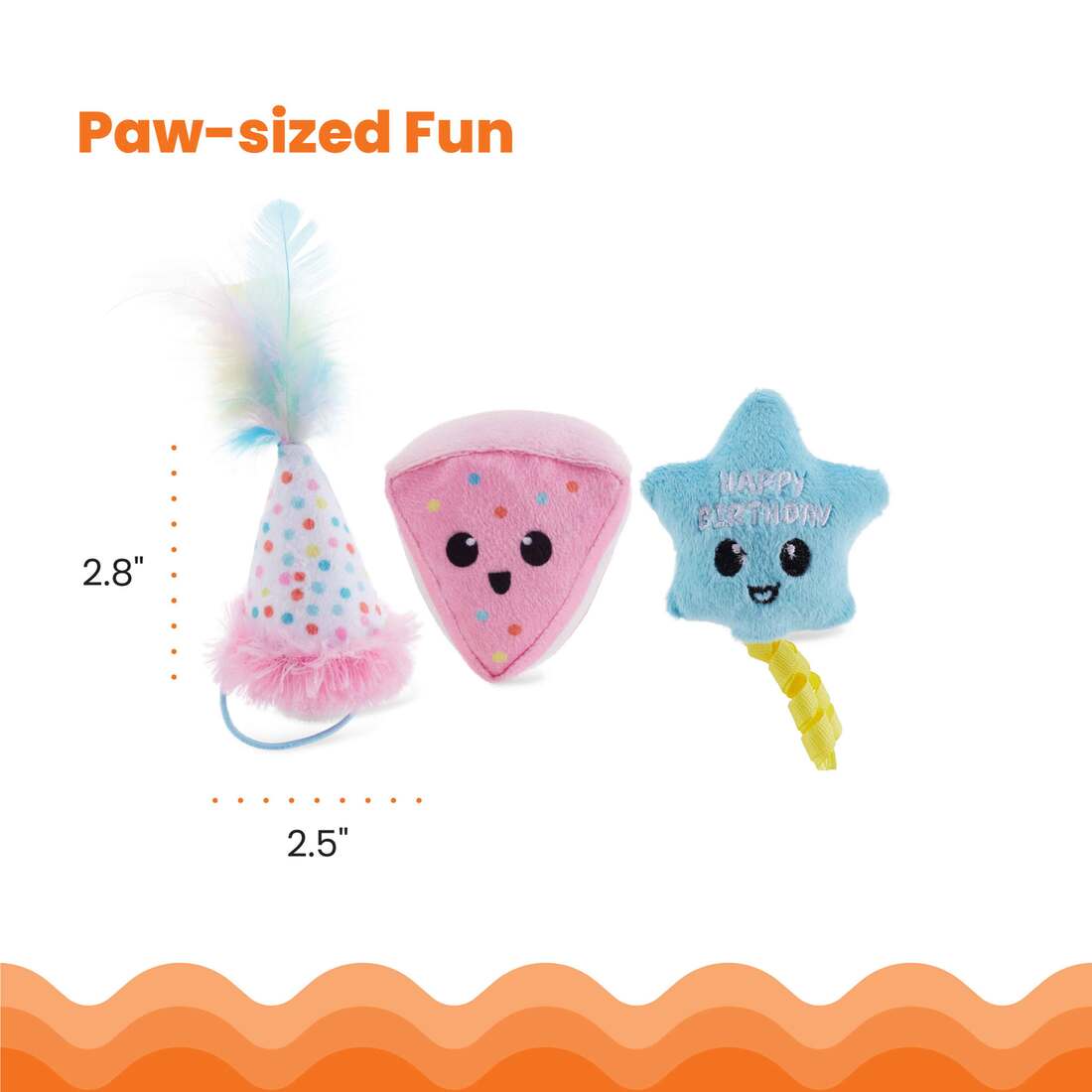 Catstages Happy Purrthday Multicolor Cat Toy, 3 Count