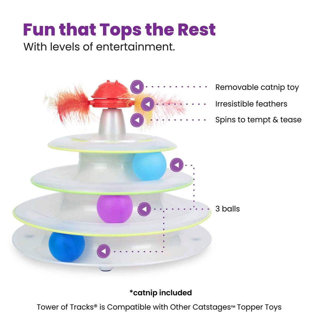 Catstages Tower Of Tracks Mushroom Topper Cat Toy, White