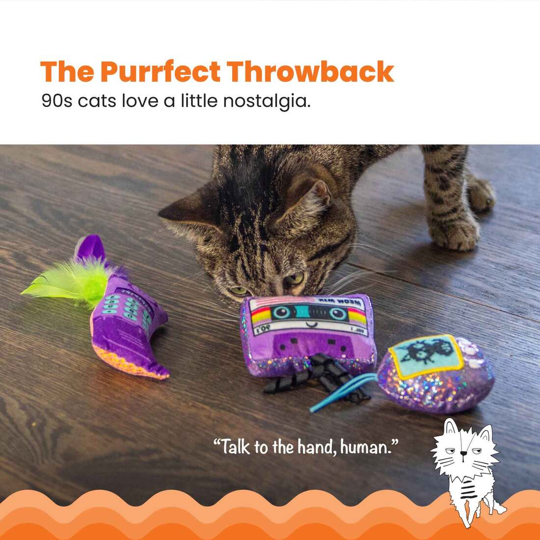 Catstages So Meowsome 90's Multicolor Cat Toy, 3 Count