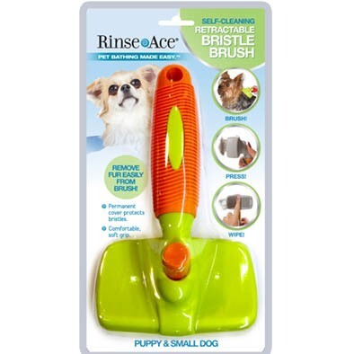 Rinse Ace Self-Cleaning Retractable Bristle Brush - Puppy & Small Dog