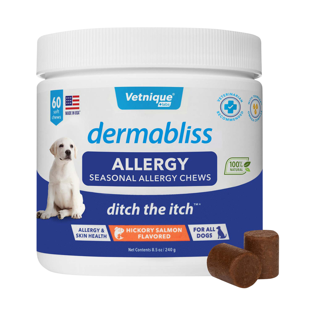 Dermabliss Allergy Relief Soft Chew, Hickory Salmon, 60 Count