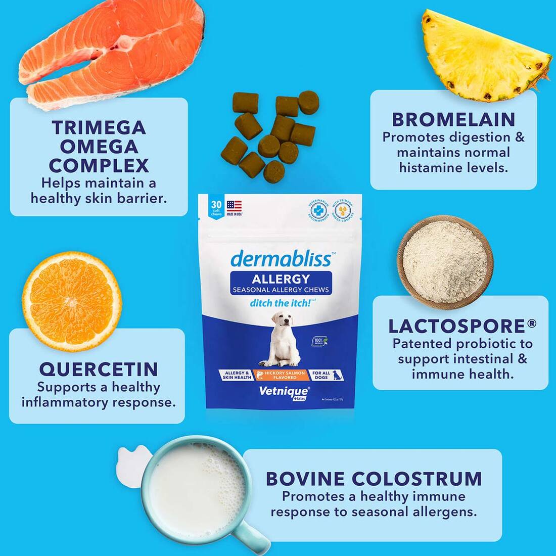 Dermabliss Allergy Relief Soft Chew, Hickory Salmon, 60 Count