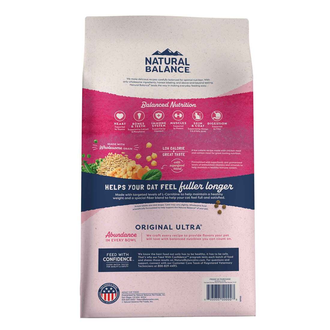 Natural Balance Original Ultra Fat Cats Dry Cat Food, Chicken Meal & Salmon Meal Recipe, 6 Pounds