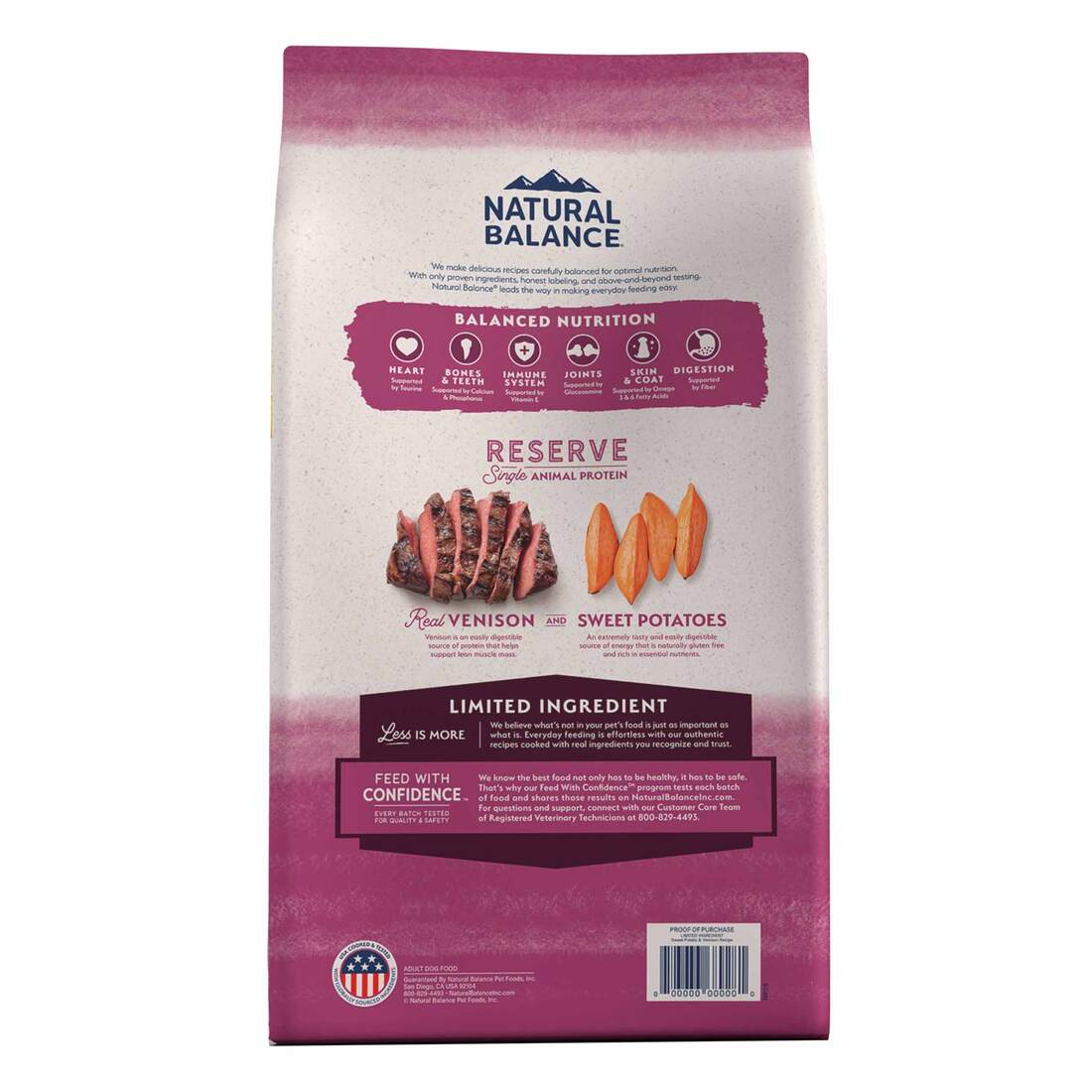 Natural Balance L.I.D. Limited Ingredient Diets Sweet Potato & Venison Formula, Dry Dog Food, 12 Pou