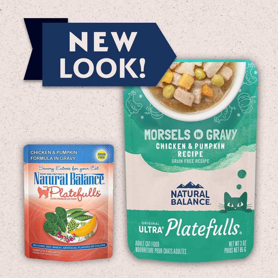 Natural Balance Original Ultra Platefulls Wet Cat Food, Chicken & Pumpkin Morsels in Gravy Recipe, 3