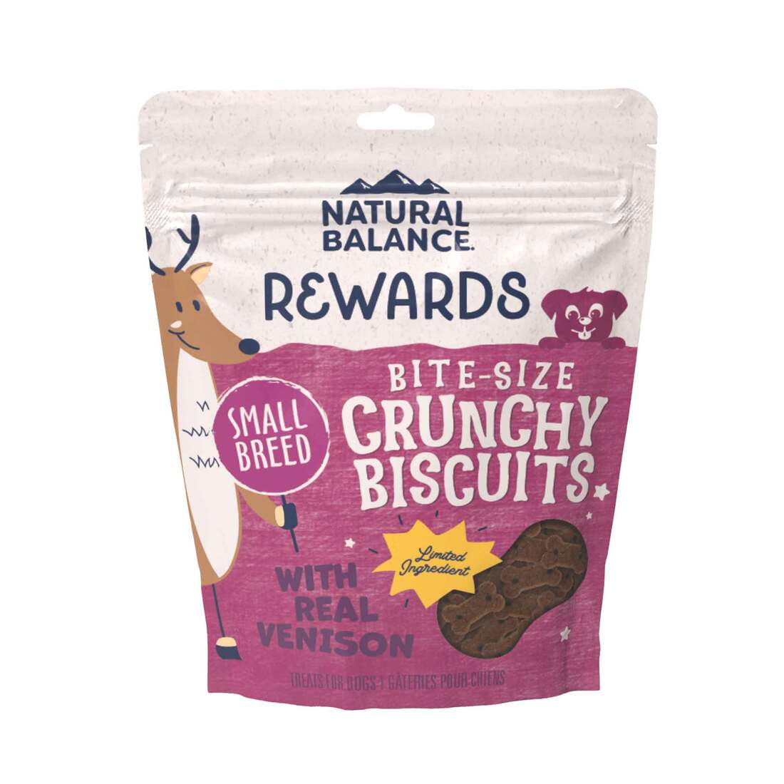 Natural Balance® Rewards Crunchy Biscuits With Real Venison Small Breed Dog Treats, 8 Ounces