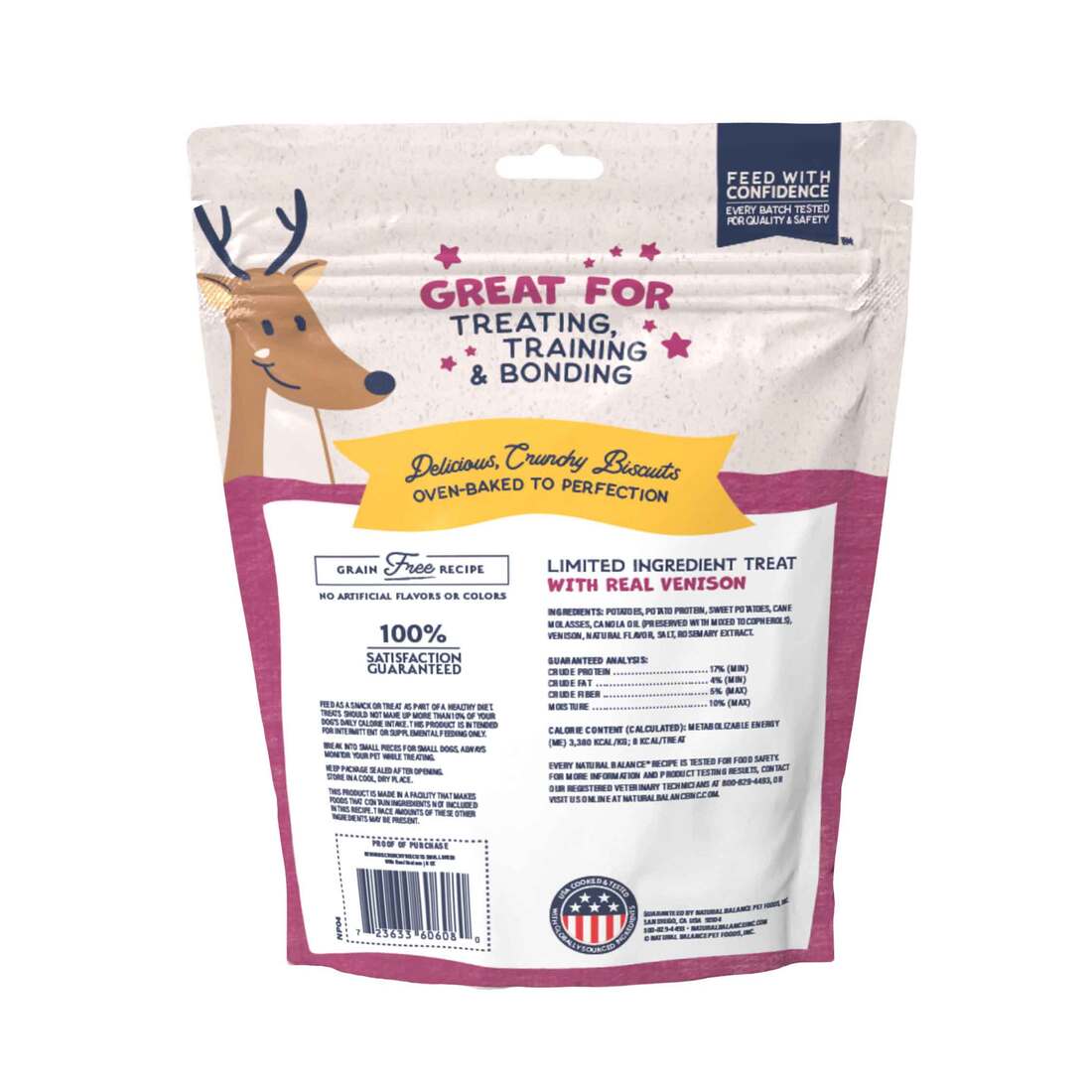 Natural Balance® Rewards Crunchy Biscuits With Real Venison Small Breed Dog Treats, 8 Ounces