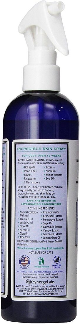 Richard's Organics Incredible Skin Spray for Dogs, 12 Ounces