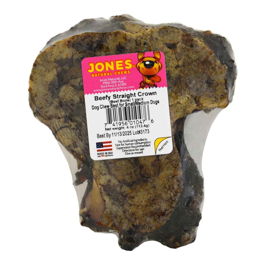 Jones Natural Dog Chews, Beefy Straight Crown Knucle, 1 Each