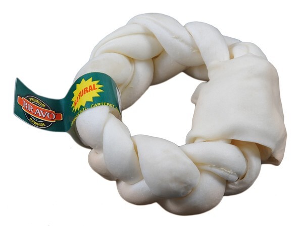 Lennox Rawhide Express Natural Braided Rawhide Donut Dog Chew, 6-7"