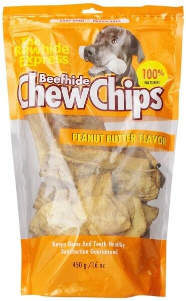 Lennox Rawhide Express Peanut Butter Beefhide Chew Chips Dog Chew, 16 Ounces