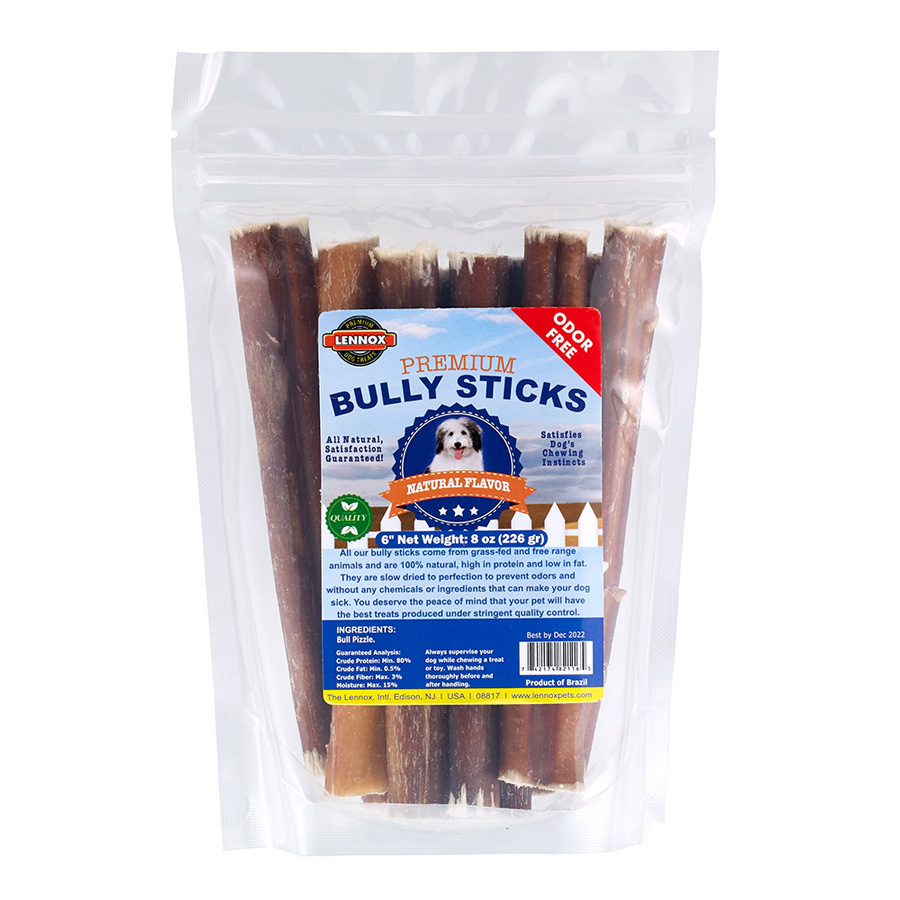 Lennox Rawhide Express Bully Stick Odor Free/Natural Dog Chew, 6 Inches