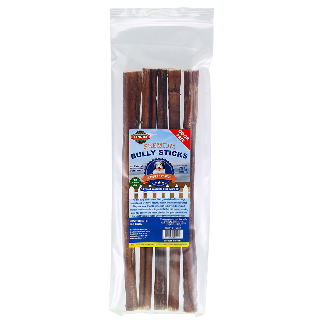 Lennox Rawhide Express Bully Stick Odor Free/Natural Dog Chew, 12 Inches