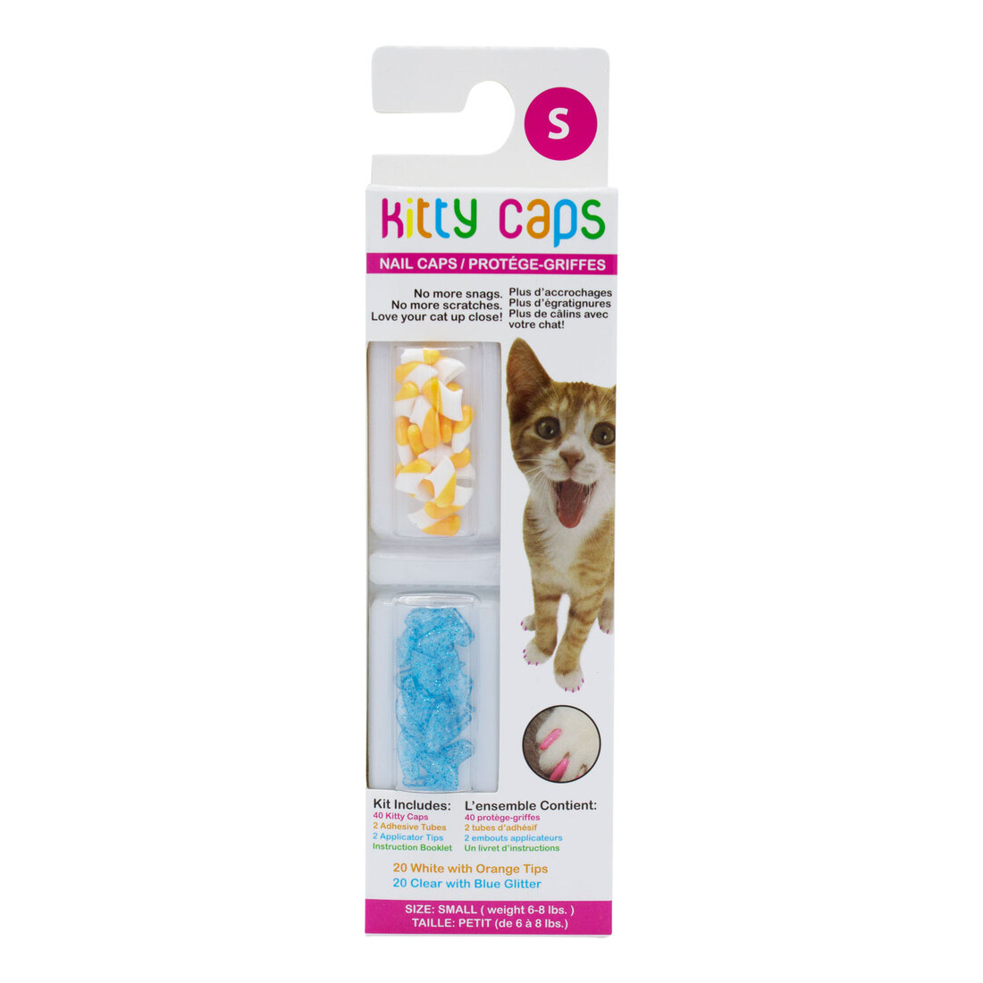 Kitty Caps Cat Nail Caps Orange/Blue, Small