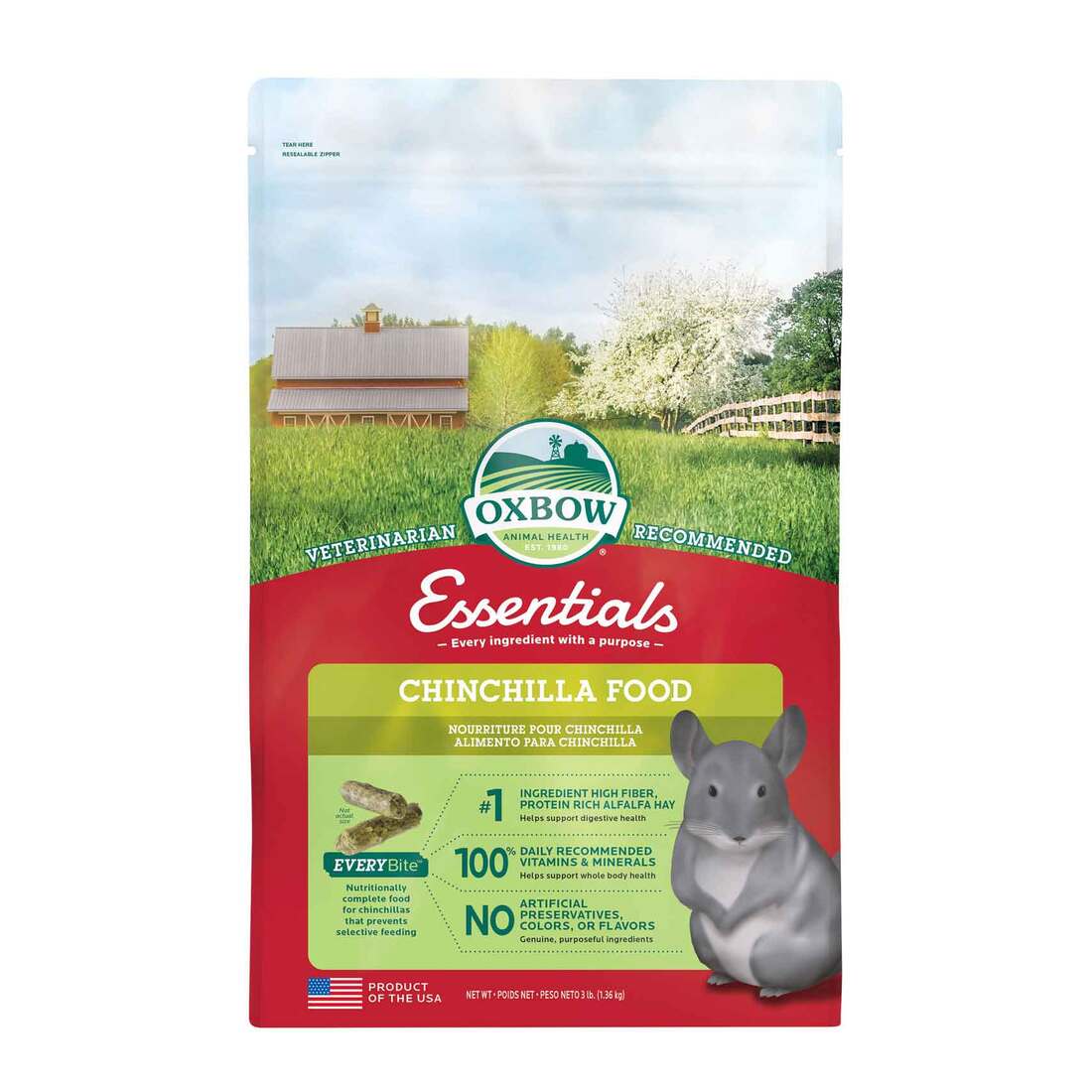 Oxbow Essentials Chinchilla Food, 3 Pounds