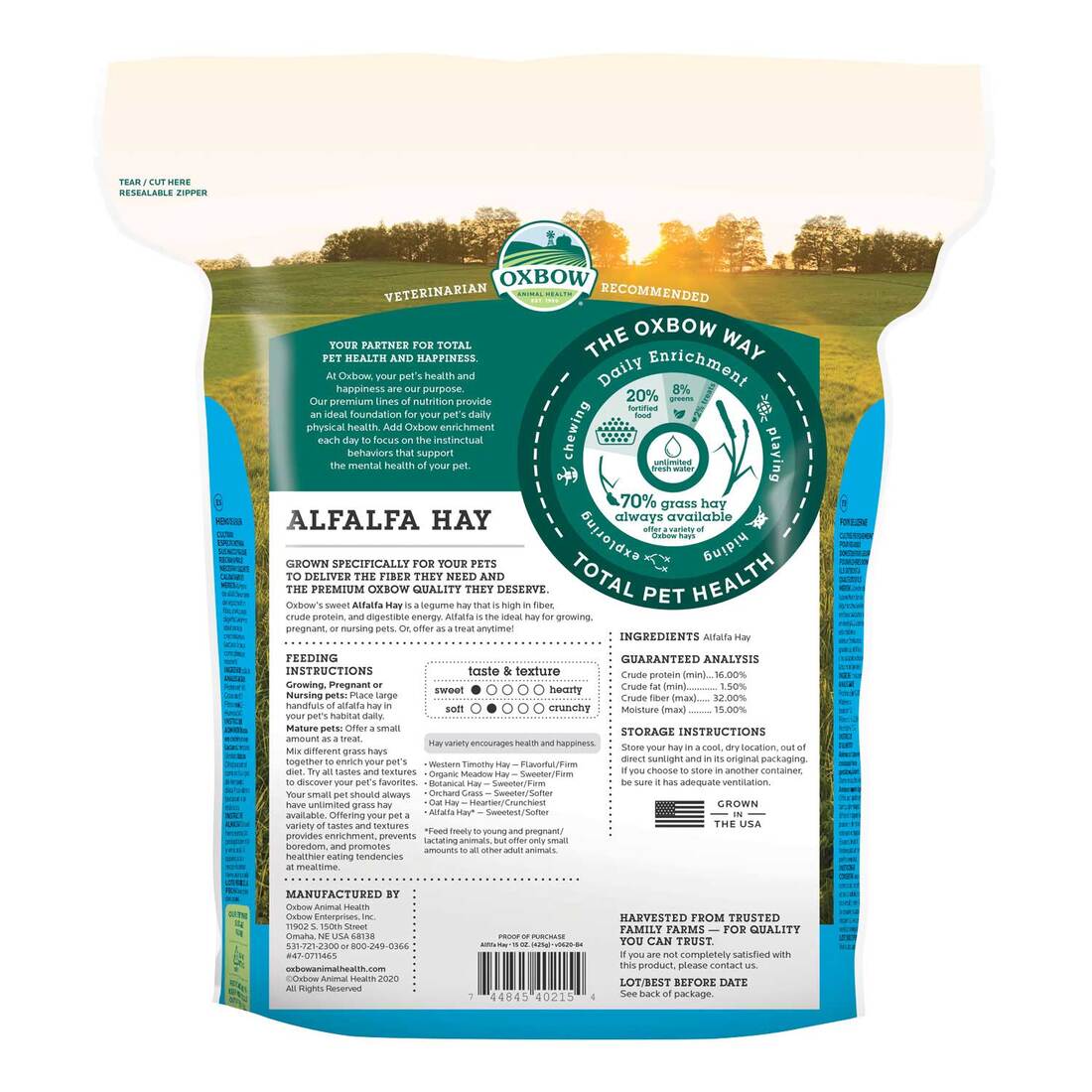 Oxbow Alfalfa Hay, 15 Ounce Bag