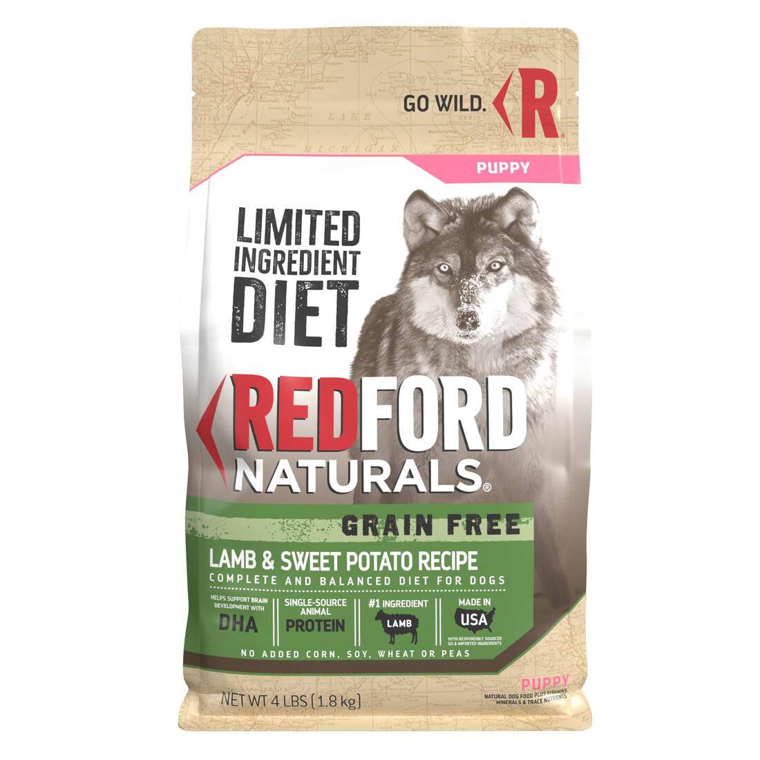 Redford Naturals Limited Ingredient Diet Grain Free Puppy Lamb & Sweet Potato Recipe Dog Food, 4 Pou