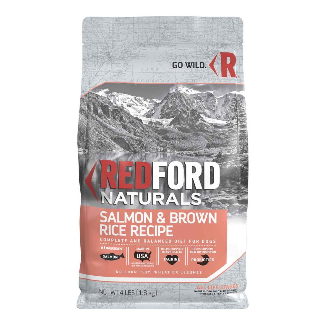 Redford Naturals Salmon & Brown Rice Recipe Dog Food, 4 Pounds