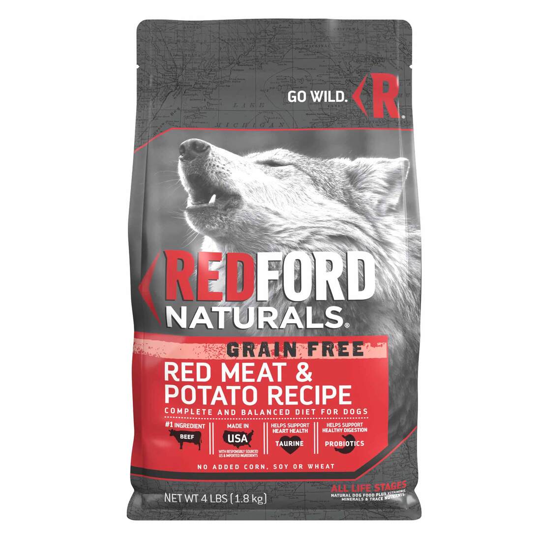 Redford Naturals Grain Free Red Meat & Potato Recipe Dog Food, 4 Pounds