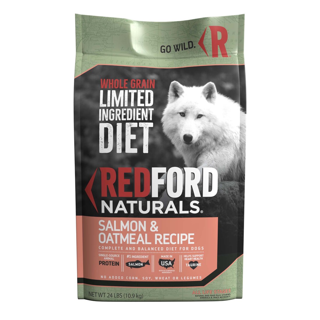 Redford Naturals Whole Grain Limited Ingredient Diet Salmon & Oatmeal Recipe Dog Food, 24 pounds