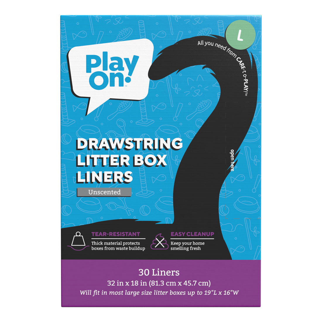 Play On Drawstring Cat Litter Liner Large, Unscented, 30 Count, 32IN X ...