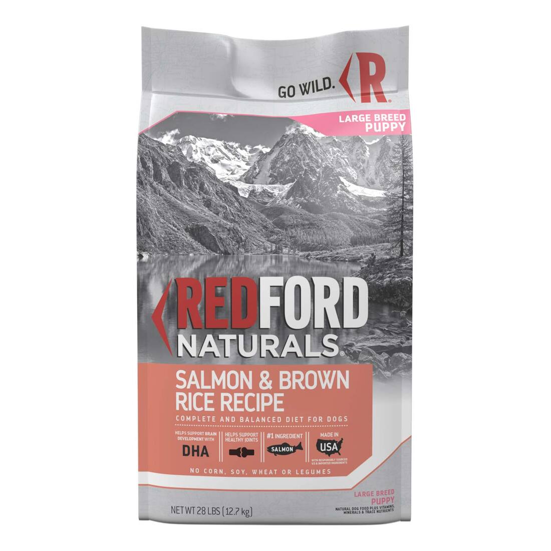 Redford Naturals Large Breed Puppy Salmon & Brown Rice Recipe Dog Food, 28 Pounds