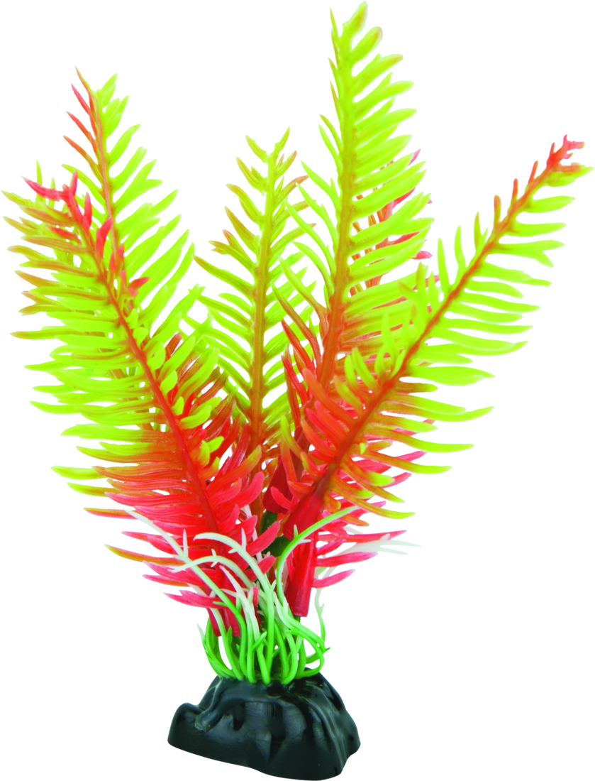Fins First Plastic Plant Yellow And Pink, Small