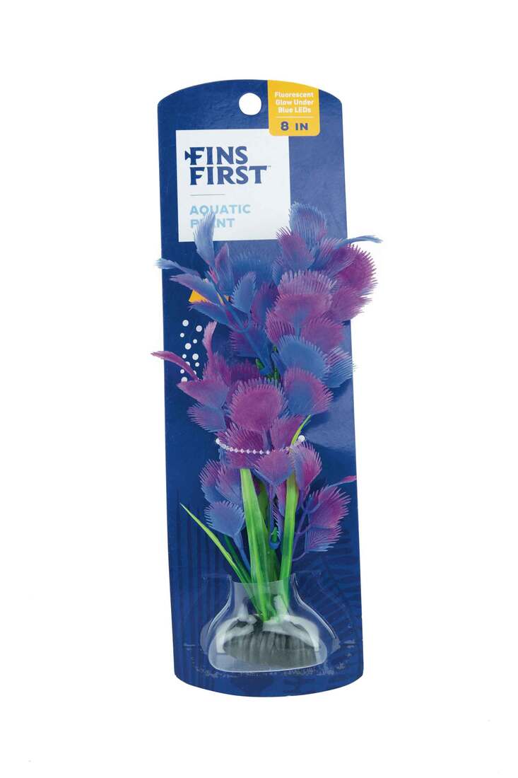 Fins First Plastic Plant Neon Purple And Blue, Medium