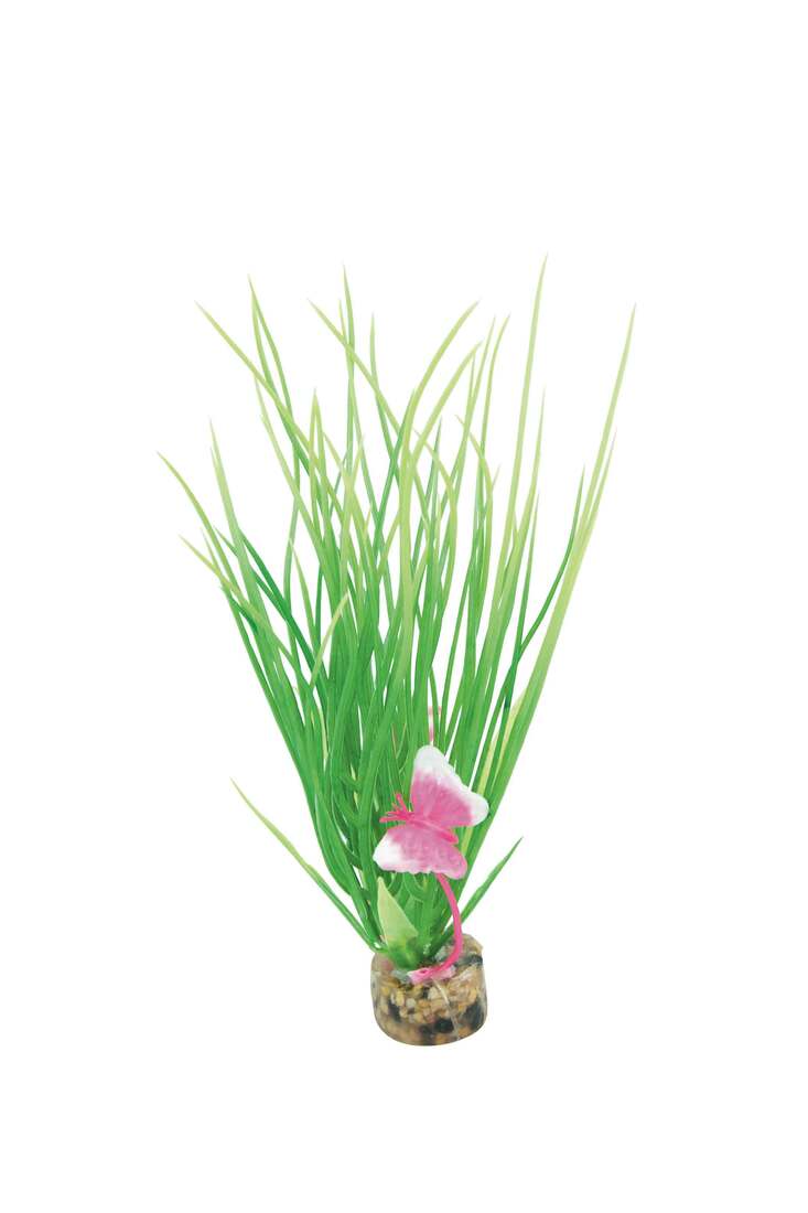 Fins First Plastic Plant Green With Butterfly, Medium