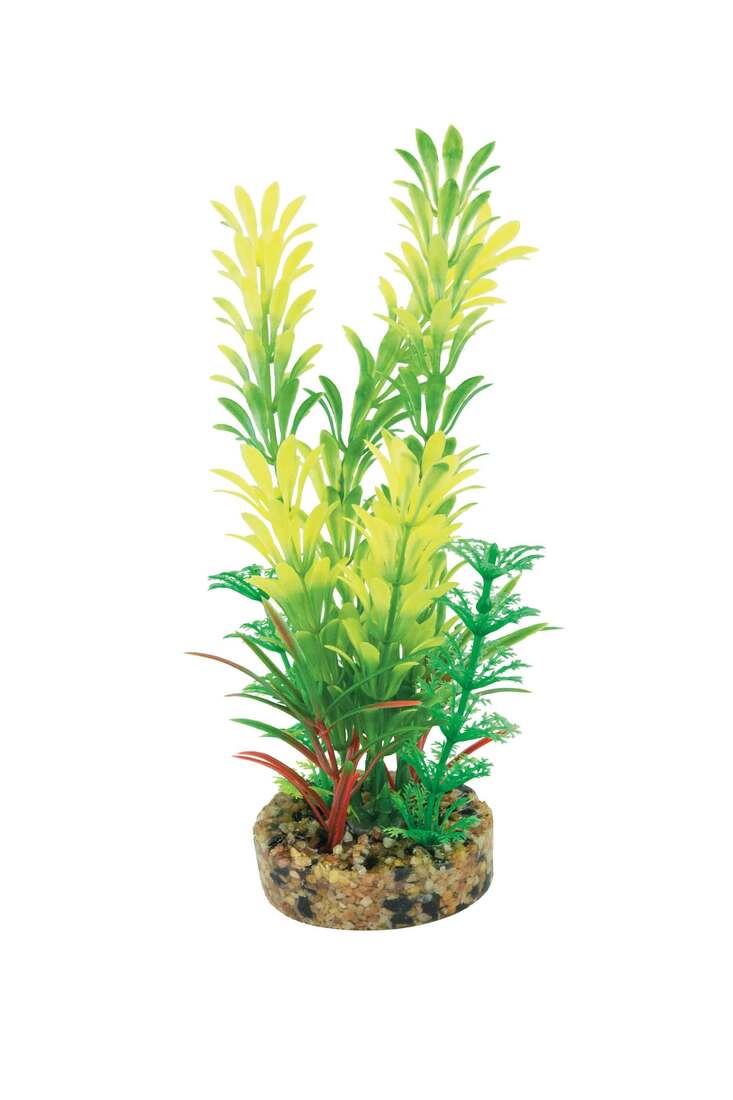 Fins First Plastic Plant Green, Yellow And Pink, 2 Piece