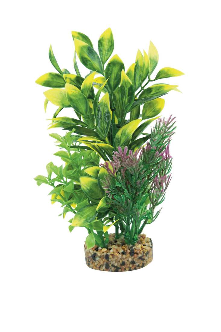 Fins First Plastic Plant Green, Yellow And Pink, 2 Piece