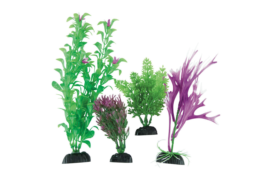 Fins First Plastic Plants Multipack, Purple, 4 Pack