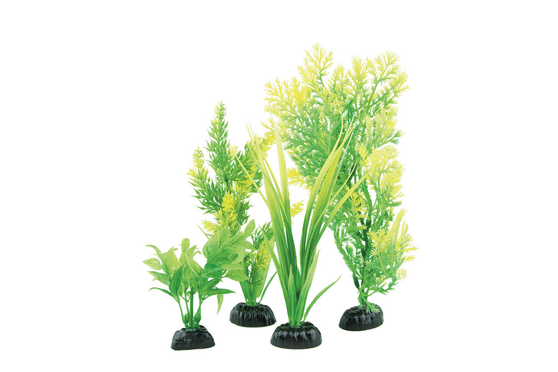 Fins First Plastic Plants Multipack, Yellow, 4 Pack