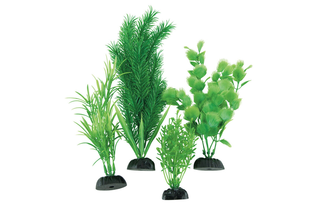 Fins First Plastic Plants Multipack, Green, 4 Pack