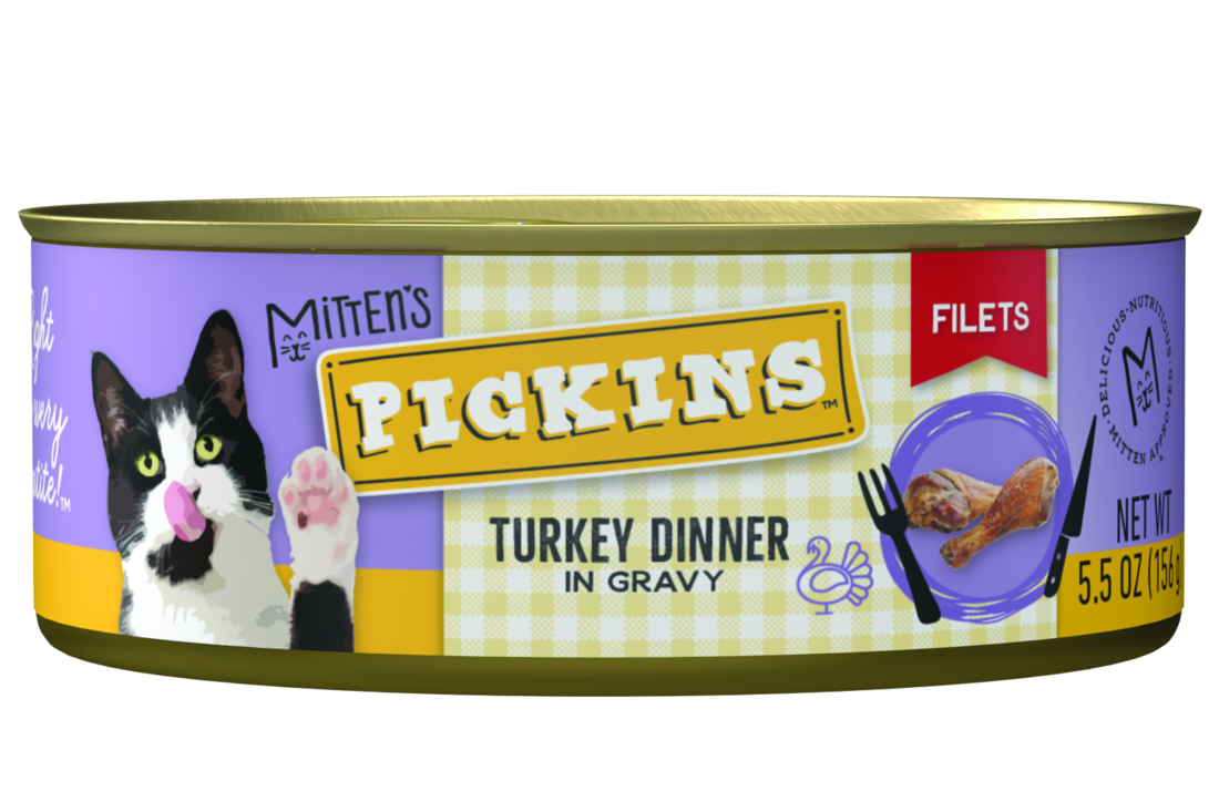 Mitten's Pickins Wet Cat Food, Adult Turkey Dinner Filets in Gravy, 5.5 Ounces