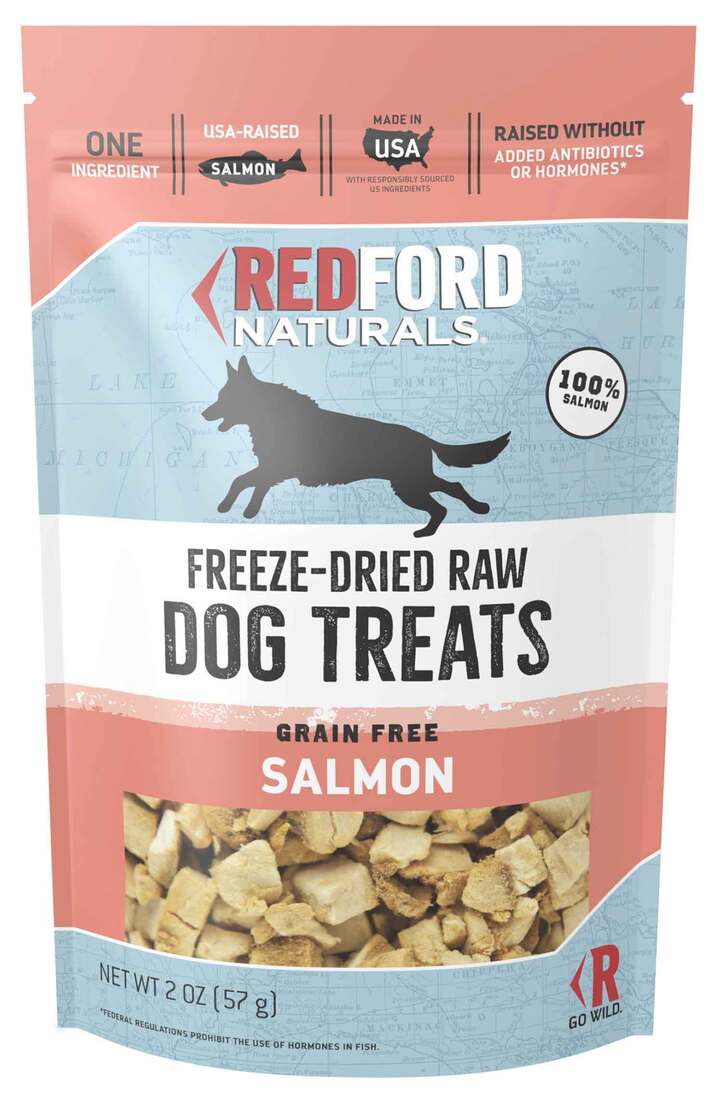 Redford Naturals Freeze-Dried Raw Grain Free Dog Treats, Salmon, 2 Ounces