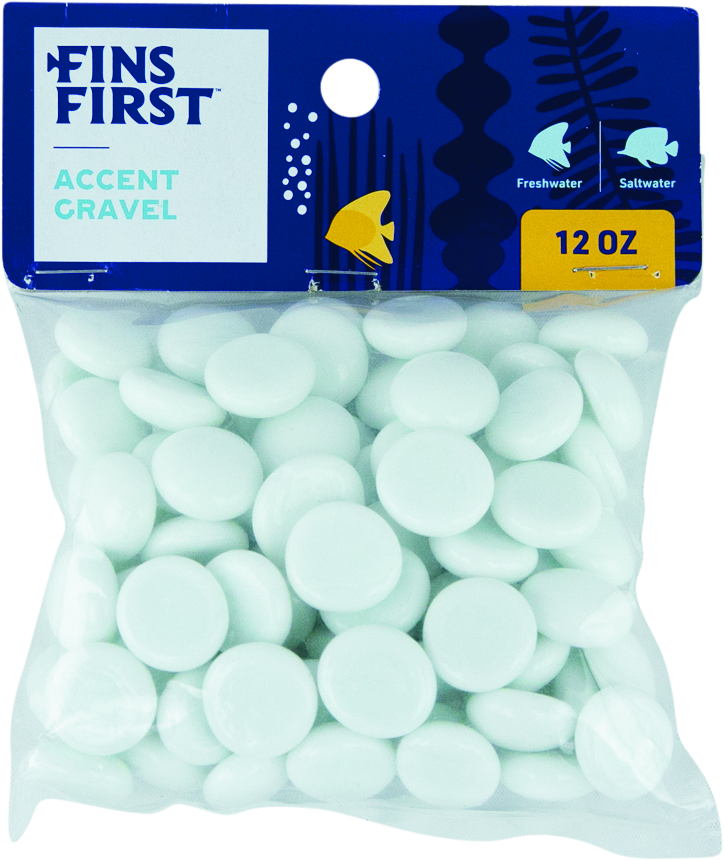 Fins First Accent Gravel, Opal Glass Rocks, 12 Ounces