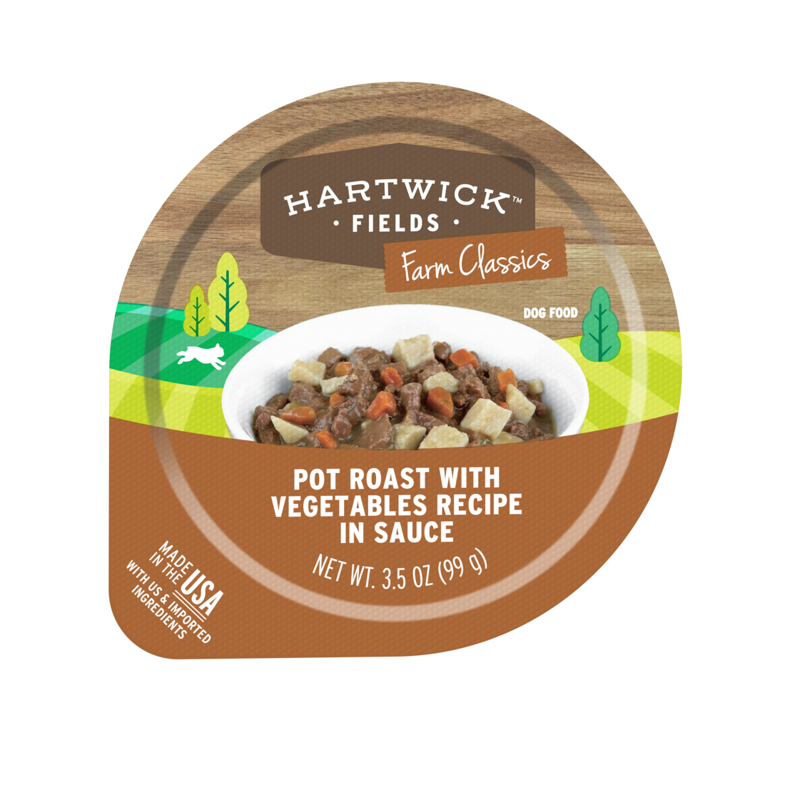 Hartwick Fields Farm Classics Adult Pot Roast With Vegetables Recipe In Sauce Wet Dog Food, 3.5 Ounc