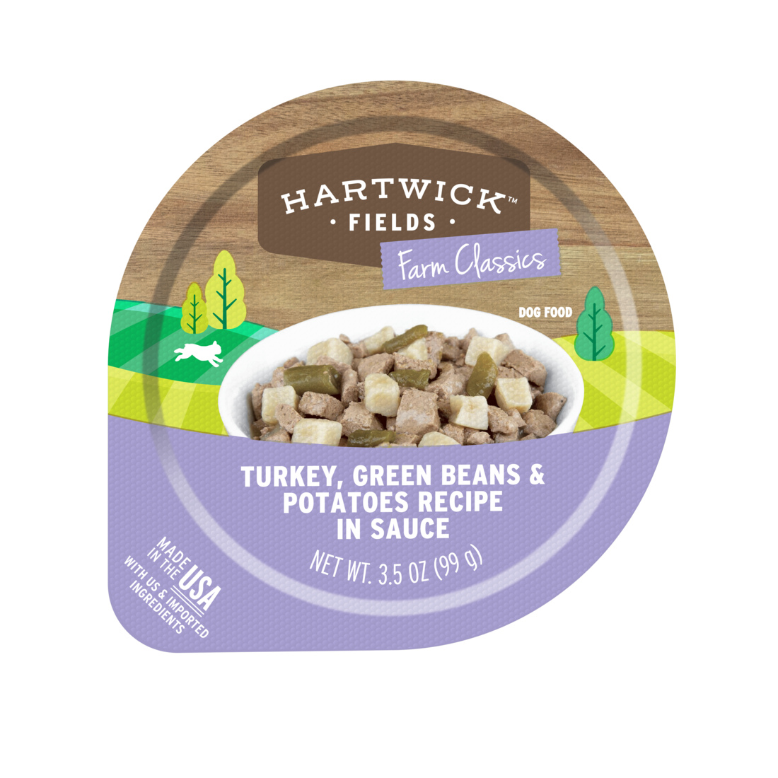 Hartwick Fields Farm Classics Adult Turkey, Green Beans & Potato Recipe In Sauce Wet Dog Food, 3.5 O